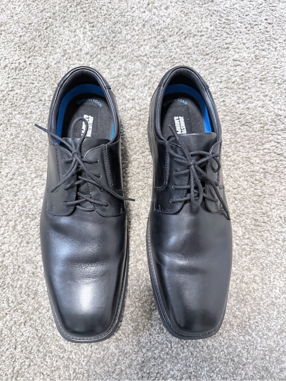 Johnston & Murphy Black Leather Lace Up Oxford Dress Shoes Comfort Foam Men’s 14 - Picture 2 of 10